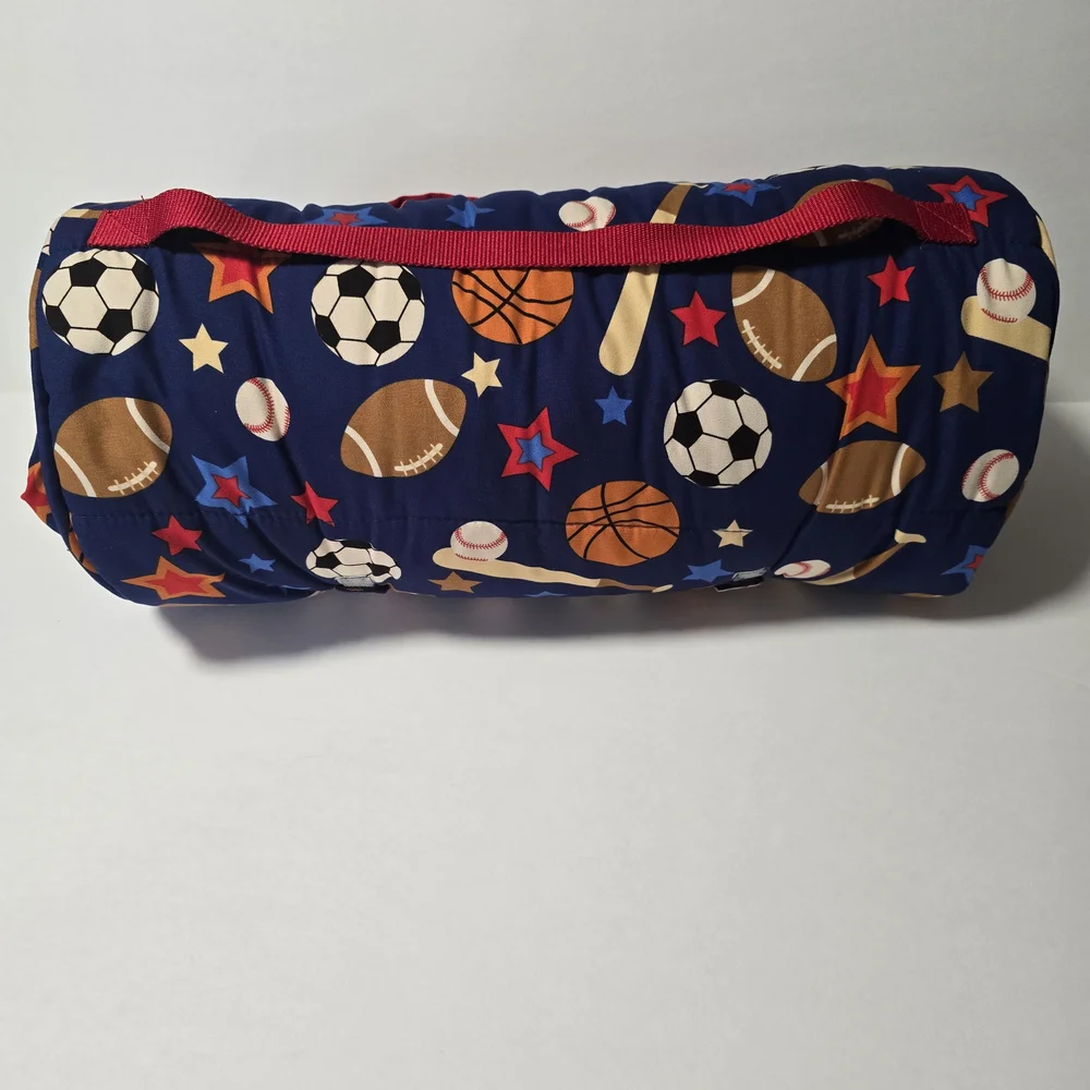 Kids Sports-Themed Preschool Nap Mat - Blue and Red - Picture 5 of 6